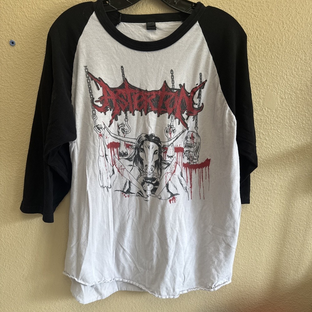 VTG heavy metal Graphic t shirt white w/black  "Asterion" "Asterton" ??